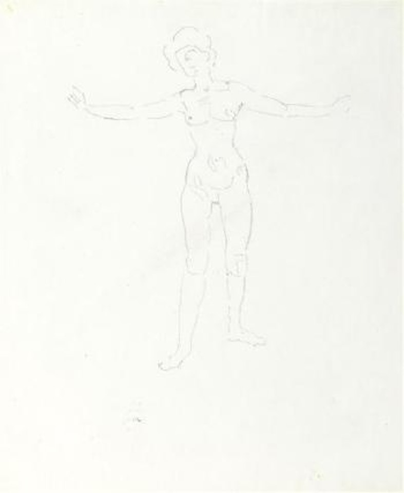 Bewegungsstudie, weiblicher Akt mit erhobenen Armen by Ferdinand Hodler