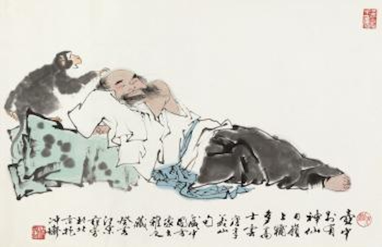 A Man With a Monkey by Fan Zeng
