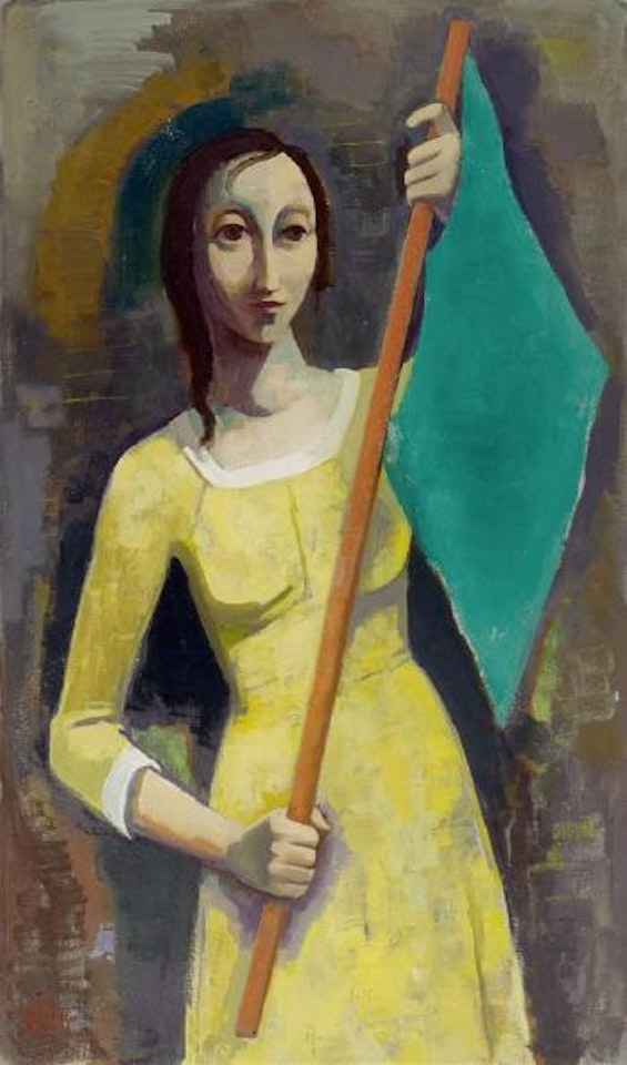 Die grüne Fahne (Mädchen mit Fahne) by Karl Hofer