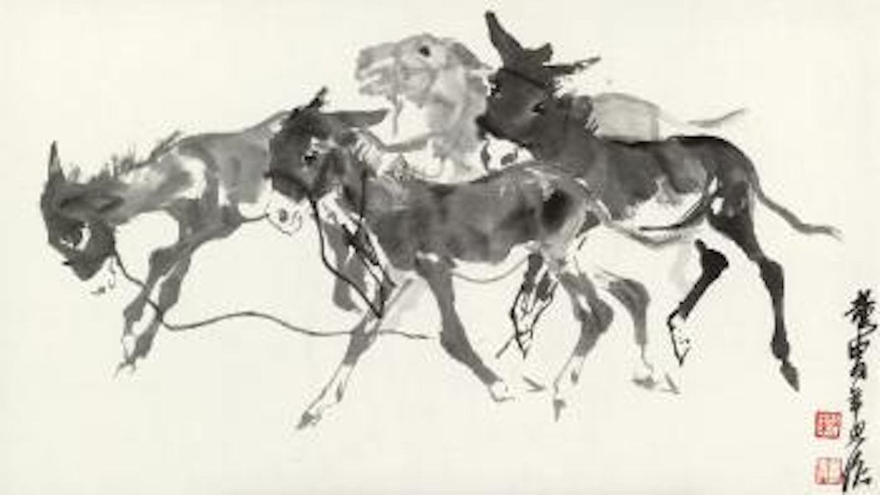 Four Donkeys by Huang Zhou