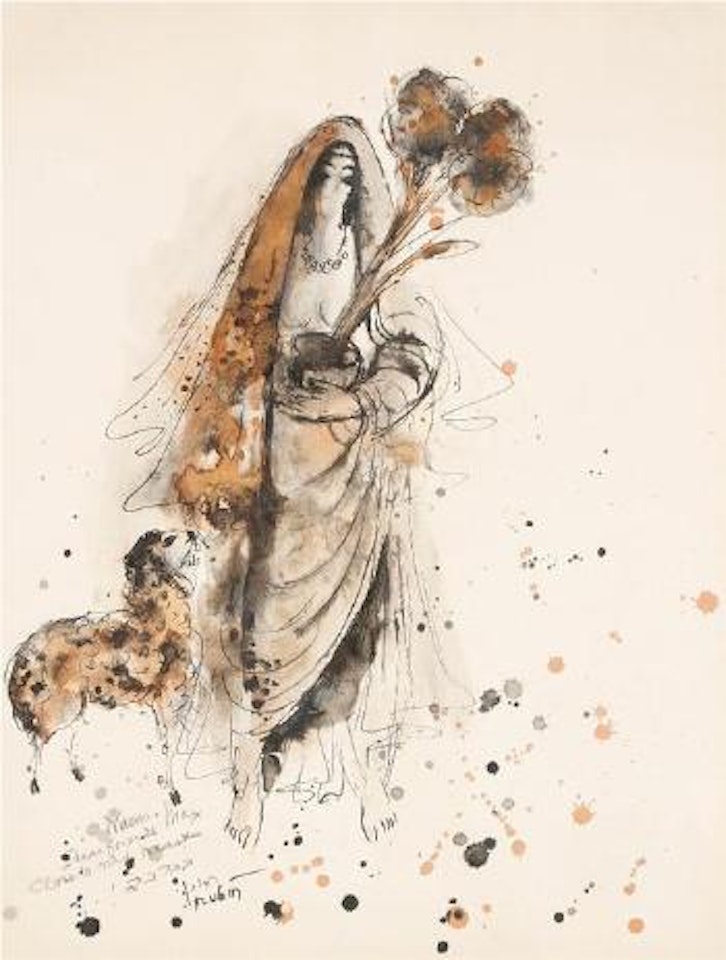 Woman with sheep by Reuven Rubin
