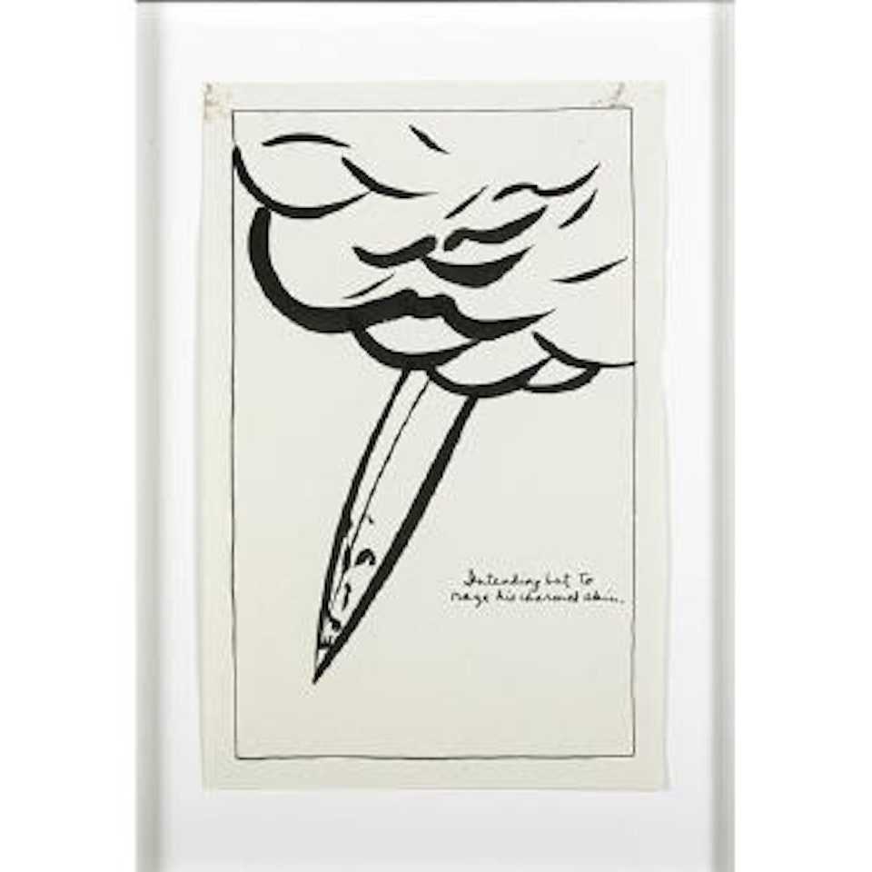 Untitled (intending but to raze his charmed skin) by Raymond Pettibon