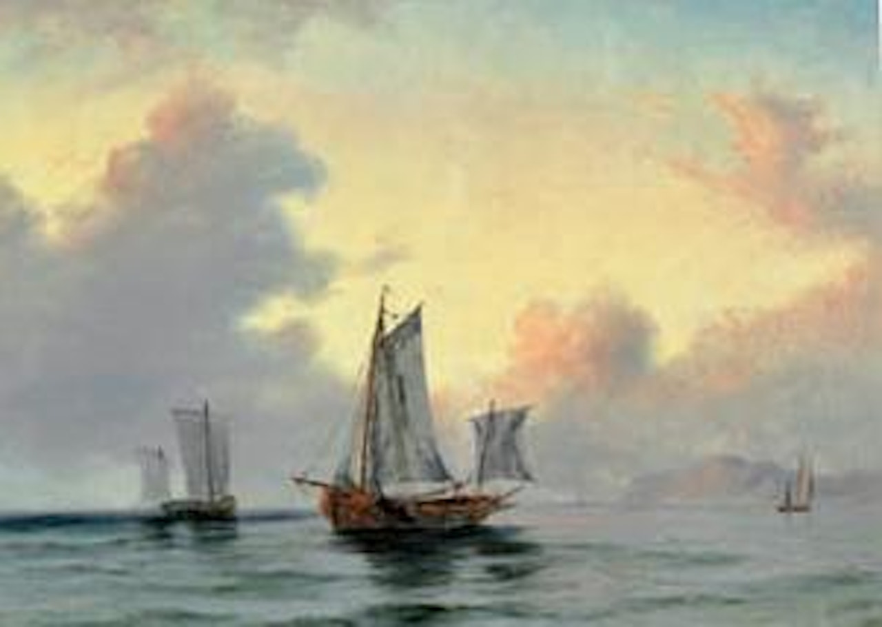 Fishing vessels off the coast by Anton Melbye