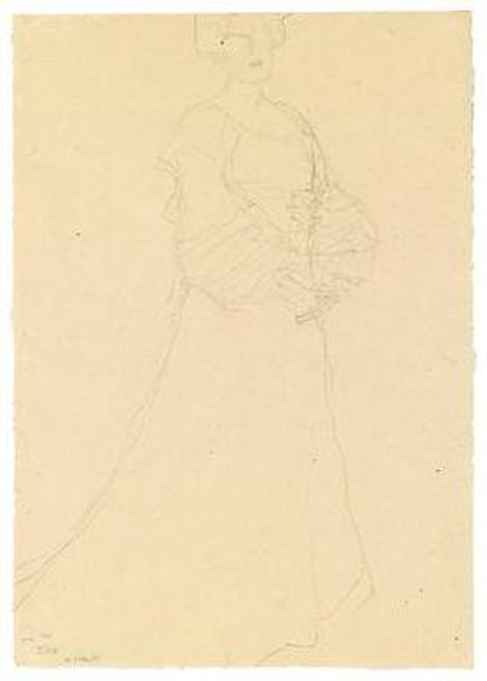 Standing lady facing to the right by Gustav Klimt