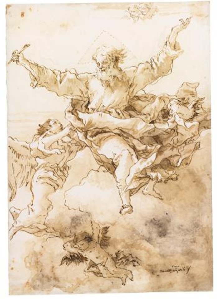 God The Father Supported By Angels by Giovanni Domenico Tiepolo