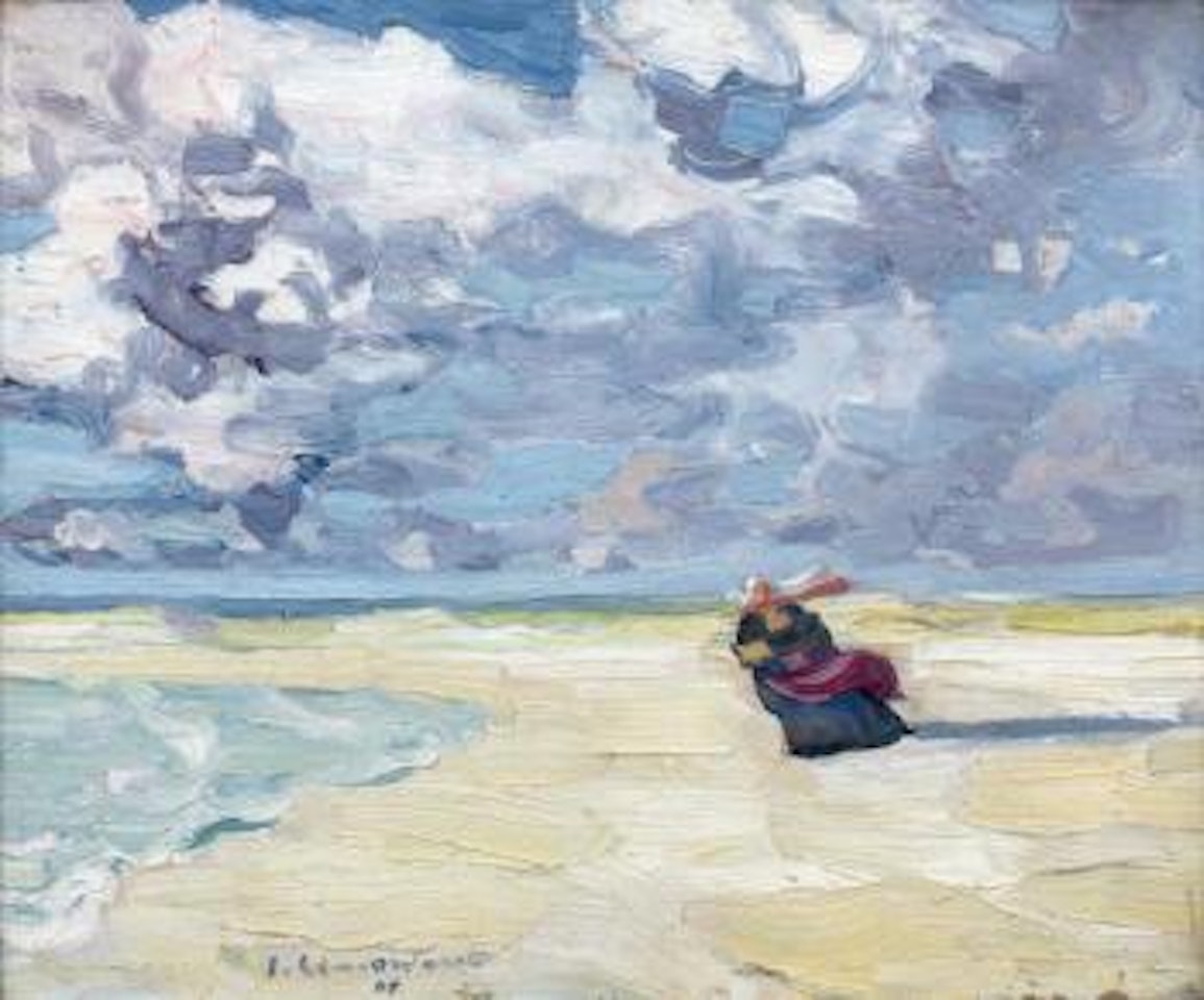 Bretonne sur la plage by Jean Julien Lemordant