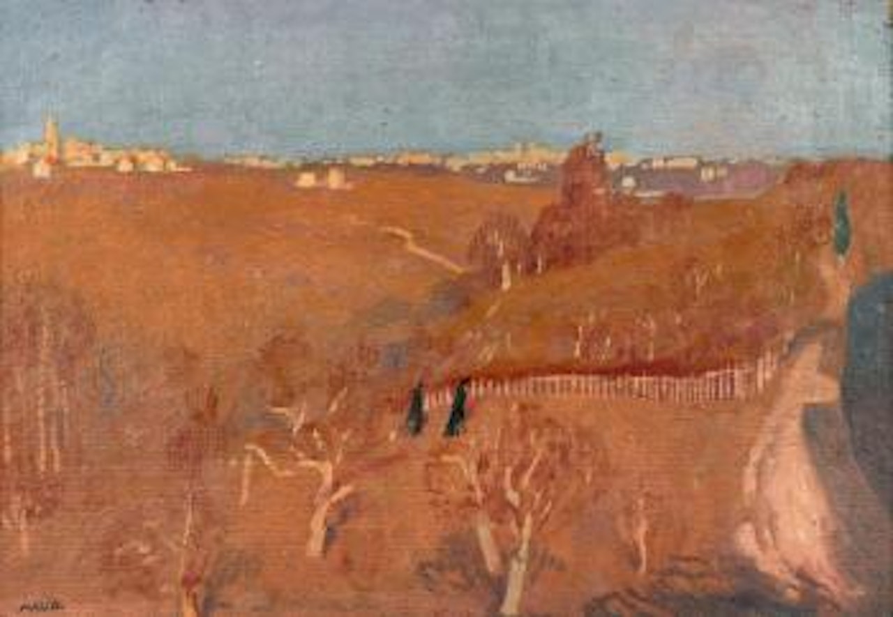 Panorama depuis une vallée rose, paysage de Palestine ou d'Italie (?) by Maurice Denis