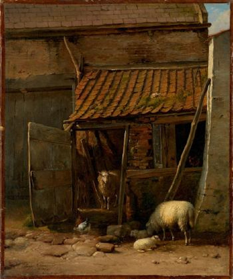 Schafe im Stall by Eugène Joseph Verboeckhoven