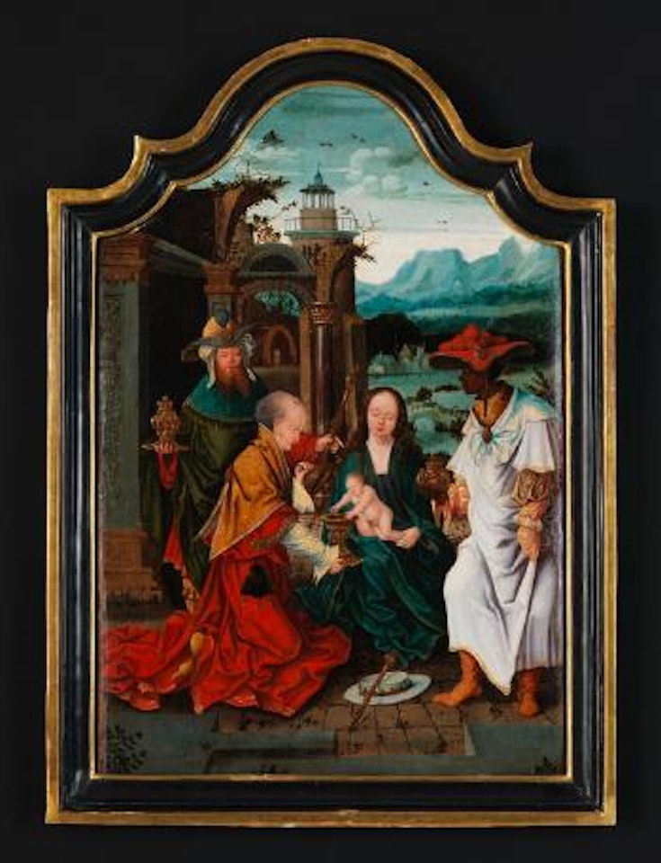 Die Anbetung der Könige (bzw. der drei Weisen aus dem Morgenland) by Joos van Cleve by Joachim Patenier