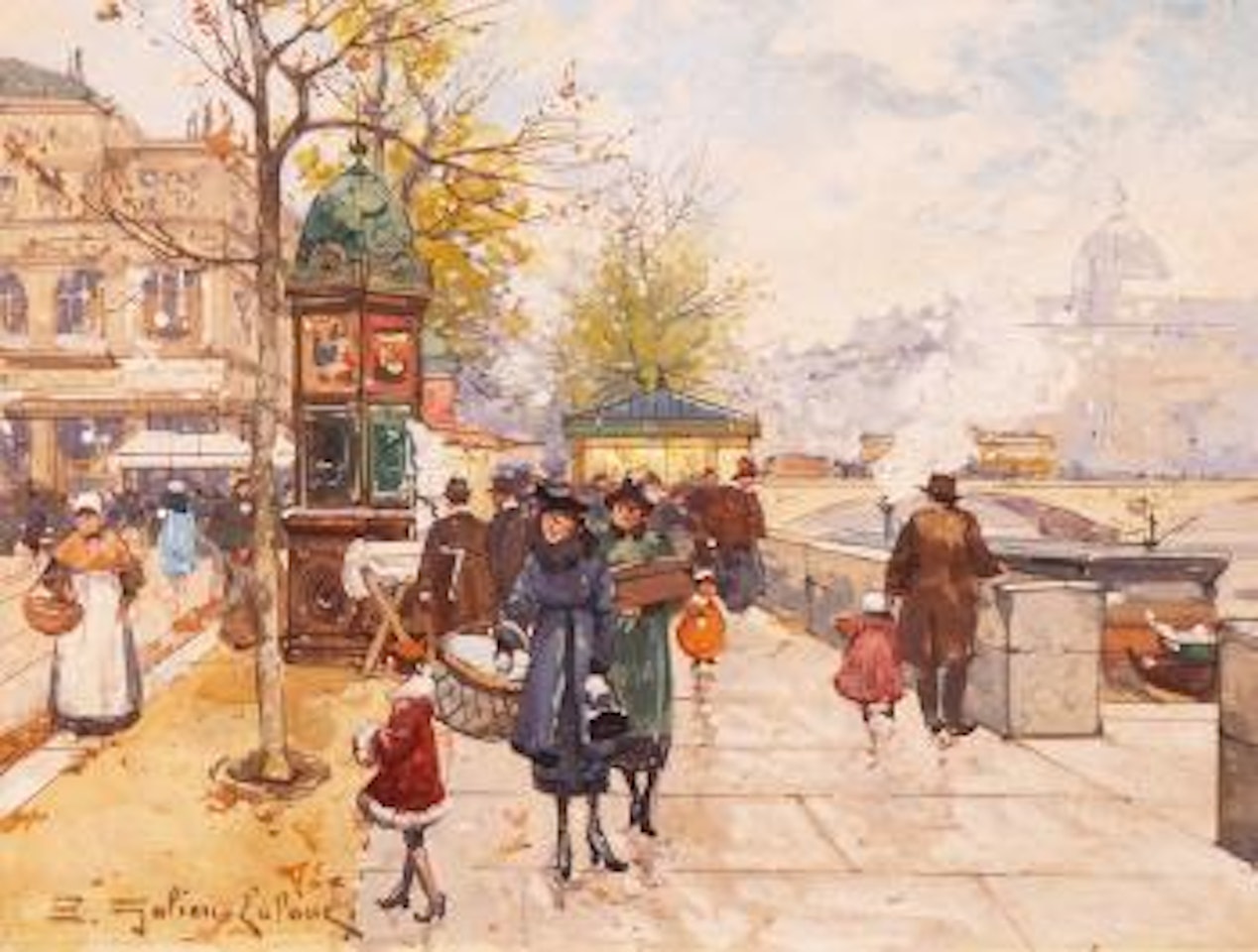 Pariser Strassenszene: Place Clichy by Eugene Galien-Laloue