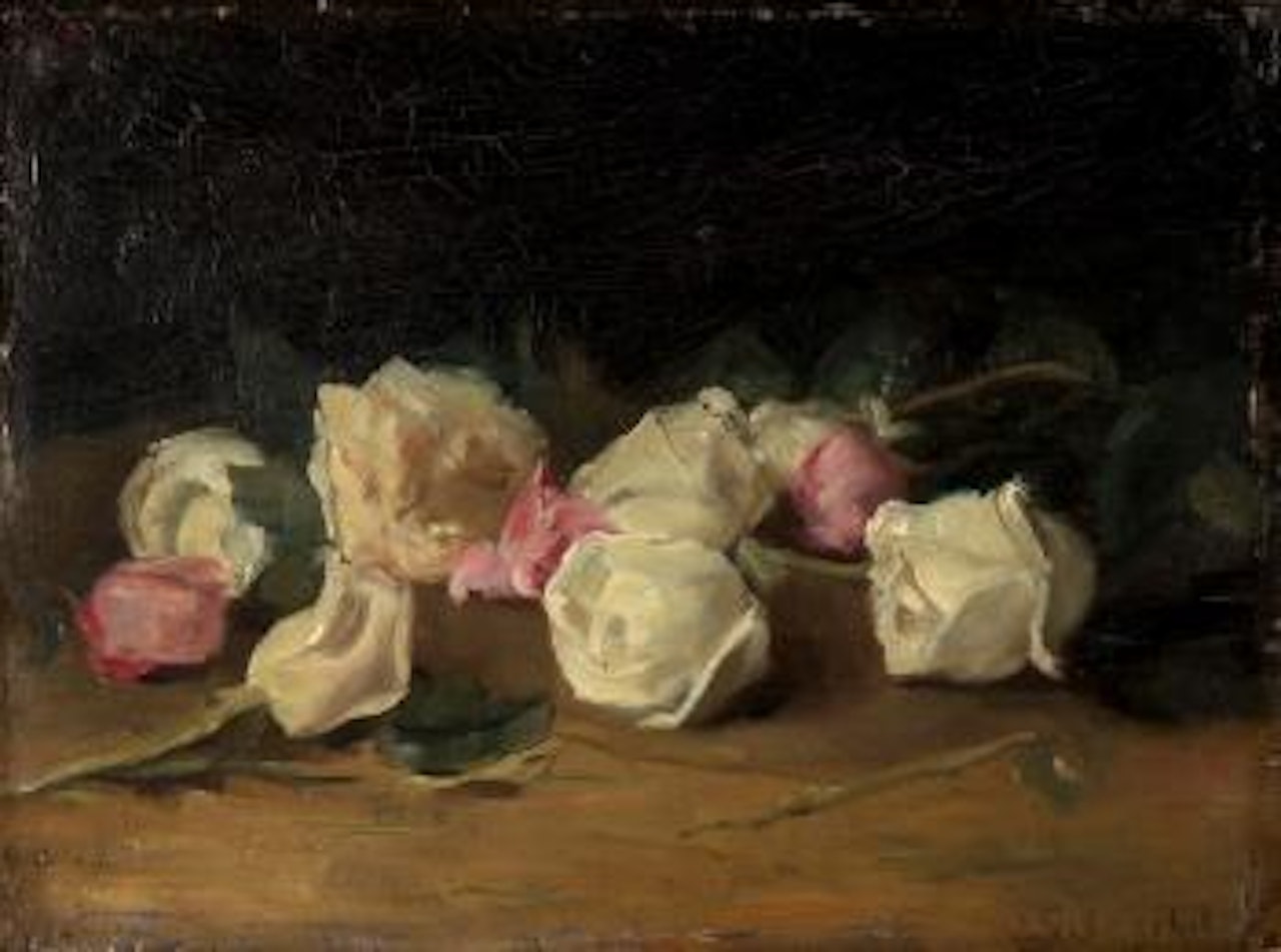 Roses coupées blanch es et roses by Gustave Courbet