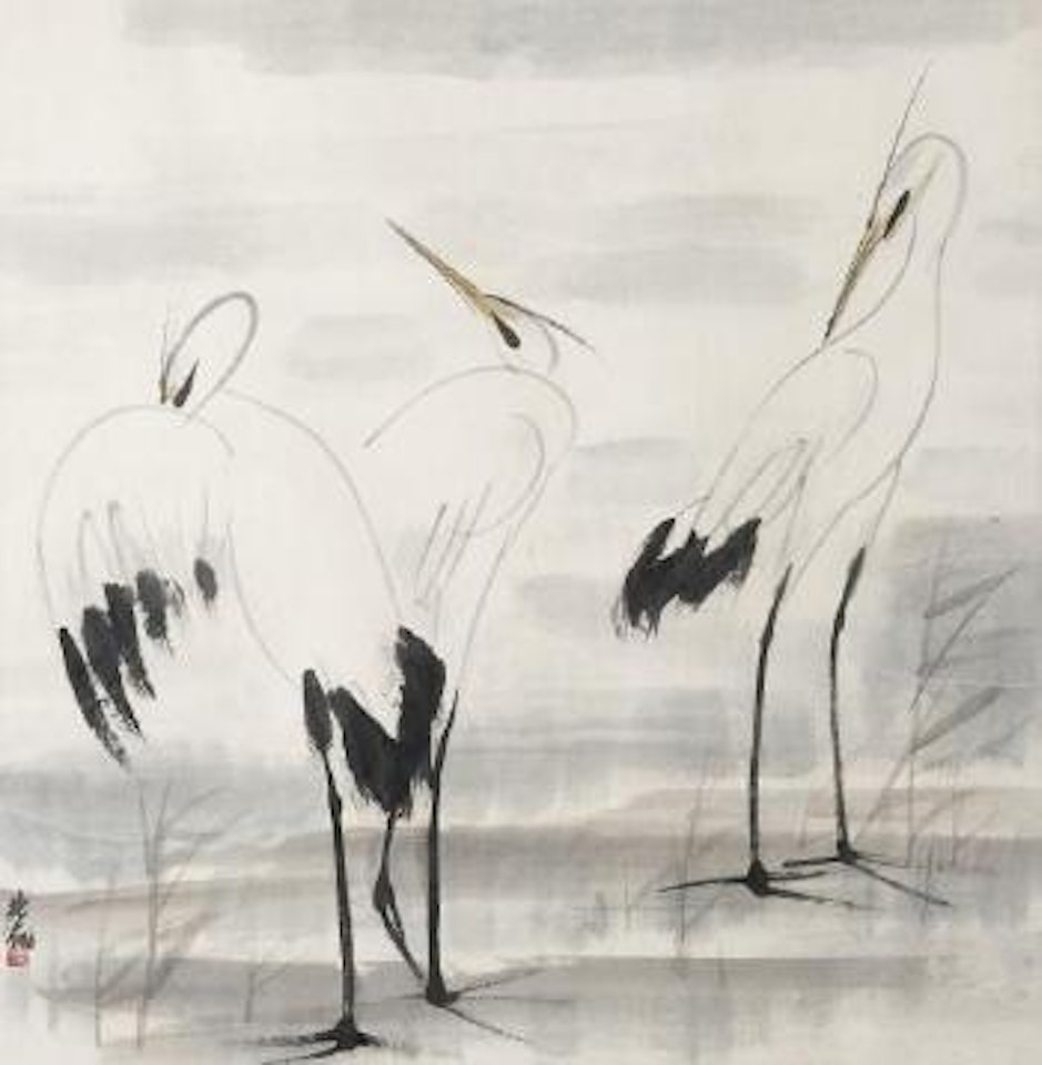 Trois grues by Lin Fengmian