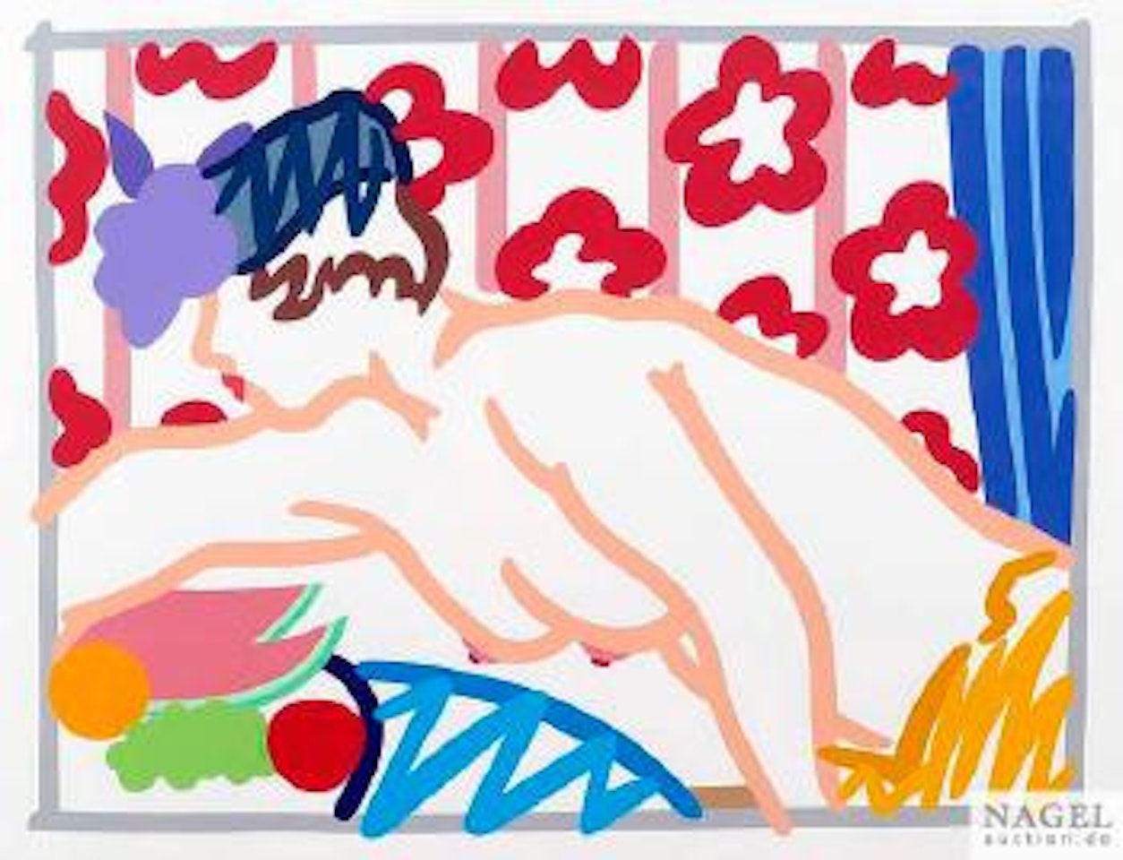 Judy reaching over the table by Tom Wesselmann