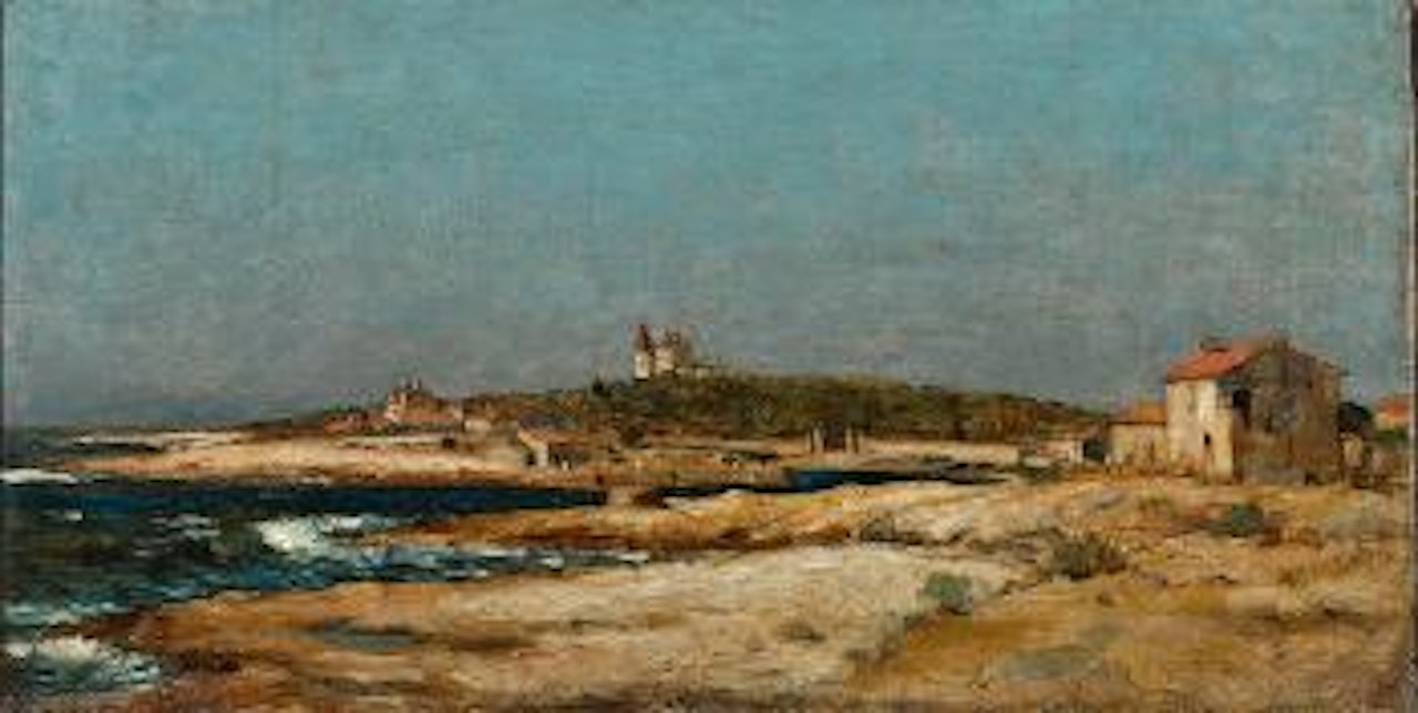 Blick auf pittoreske Küstenlandschaft mit Ansicht von Sausset-les-Pins (Provence) by Jean Baptiste Olive