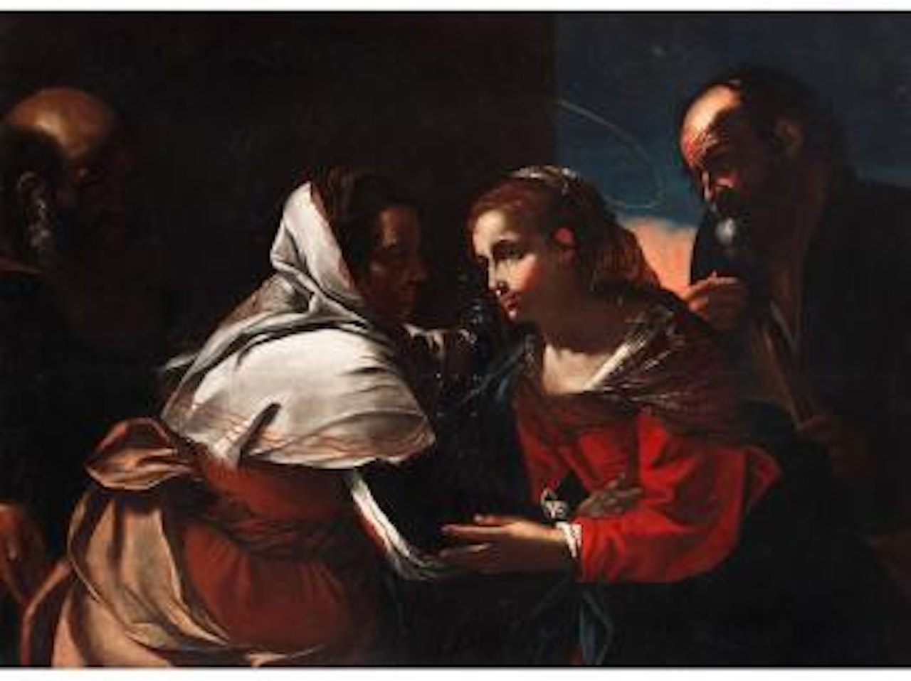 Die Heilige Maria mit dem Heiligen Josef zu Besuch bei Elisabeth und Zacharias by Gregorio Preti by Mattia Preti