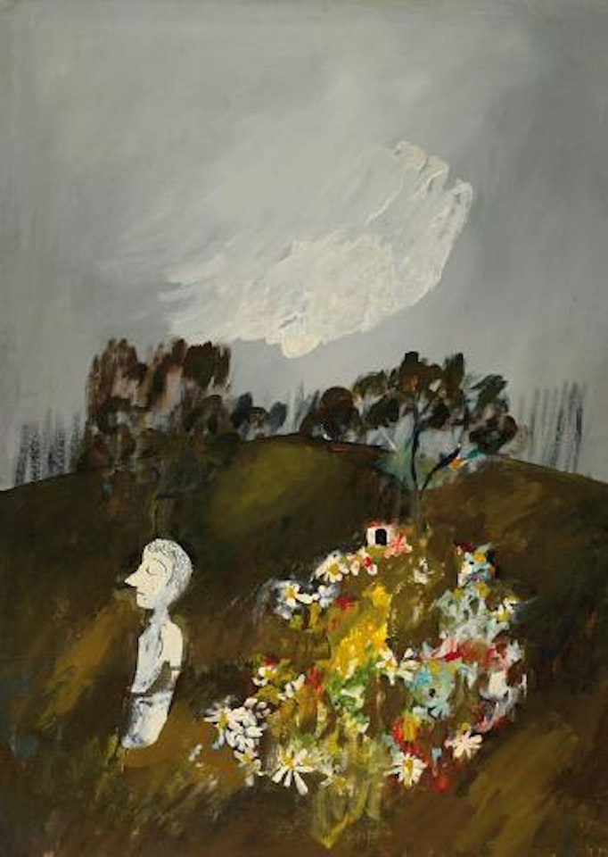 Figure in a landscape by Charles Blackman