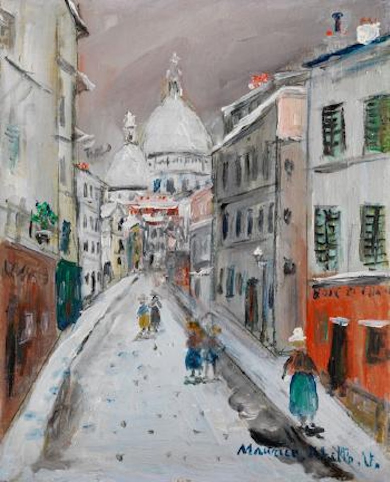 Pariser Strassenszene mit Blick auf die Kirche Sacre Coeur by Maurice Utrillo