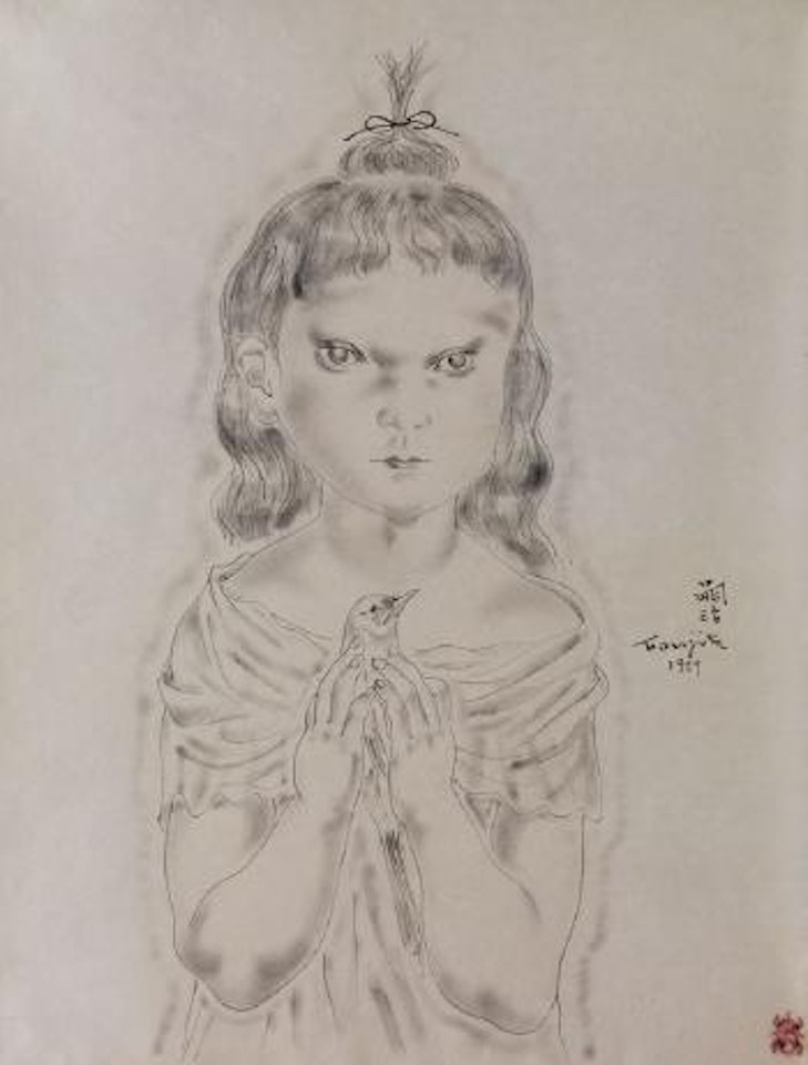 La Fille avec l'Oiseau by Leonard Tsuguharu Foujita