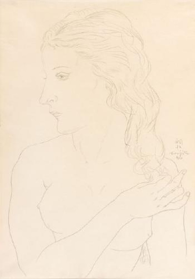 Jeune femme aux cheveux longs by Leonard Tsuguharu Foujita