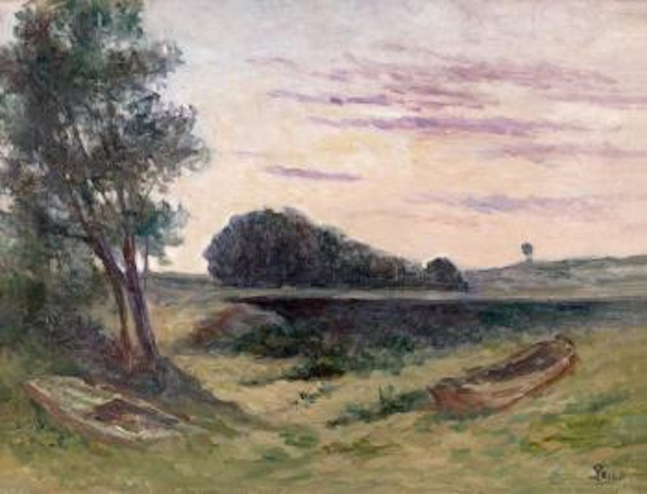 Mericourt, deux barques échouées by Maximilien Luce