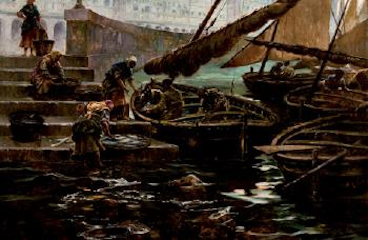 La pesca del día by Francisco Pradilla Ortiz