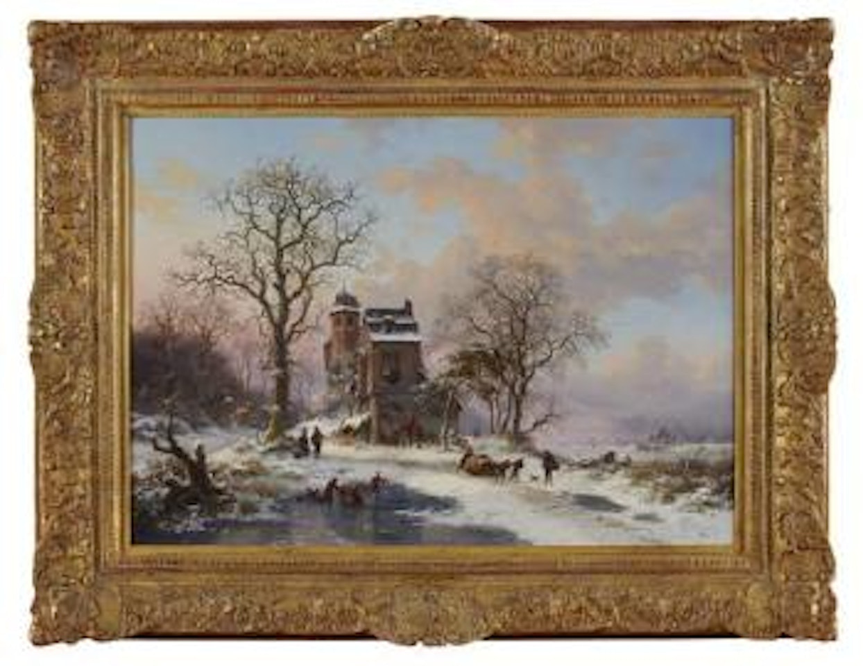 A Dutch winter landscape by Fredrik Marinus Kruseman