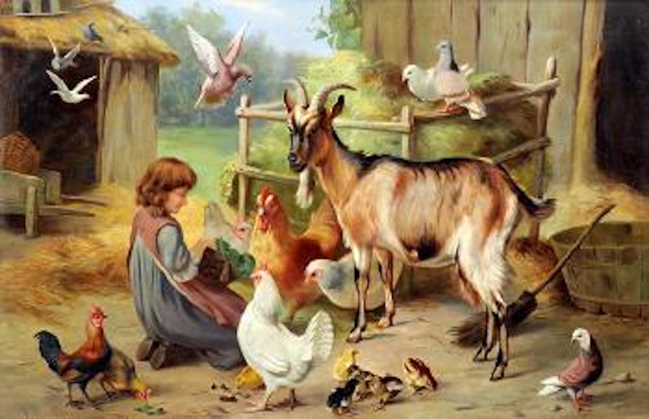 Feeding Time. The Unwelcomed Guests by Edgar Hunt