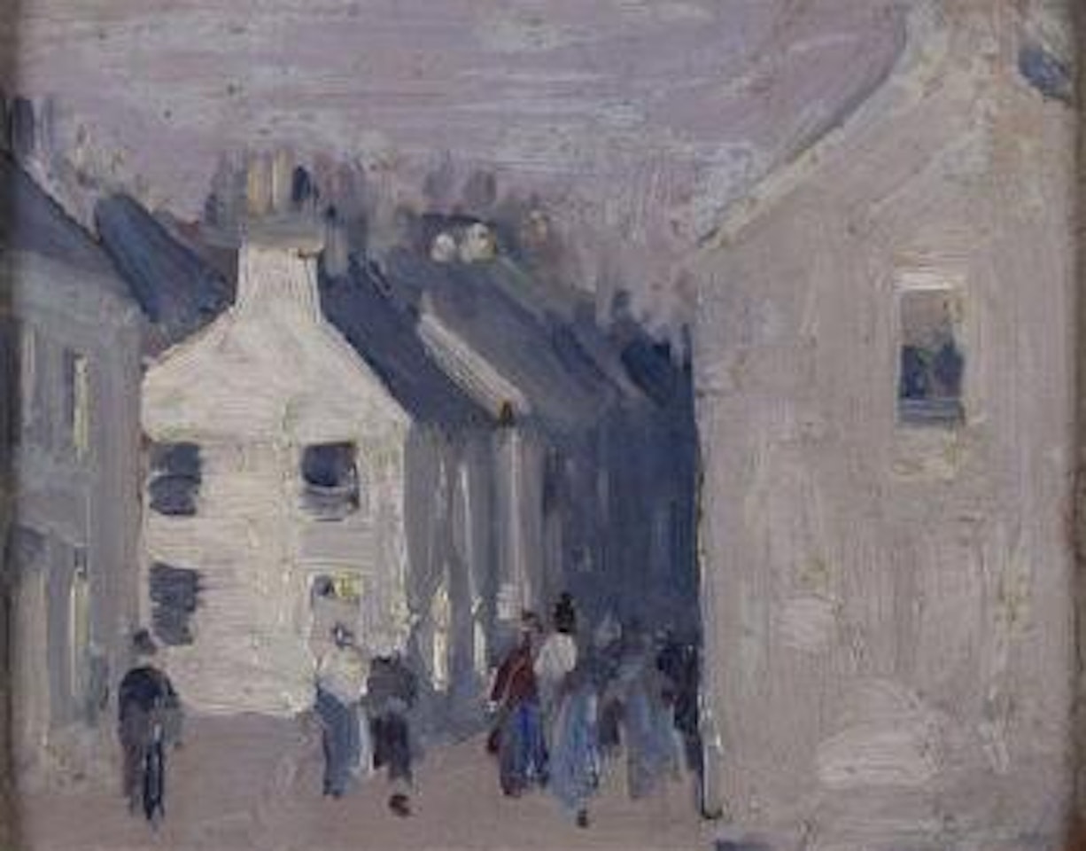Figures in a village street by John Duncan Fergusson