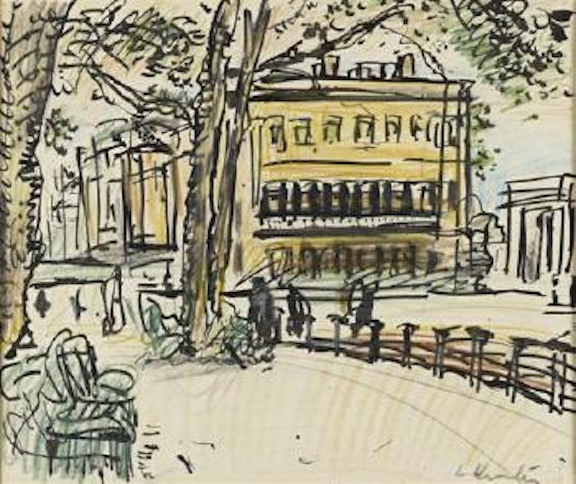 Street scene in France by George Leslie Hunter