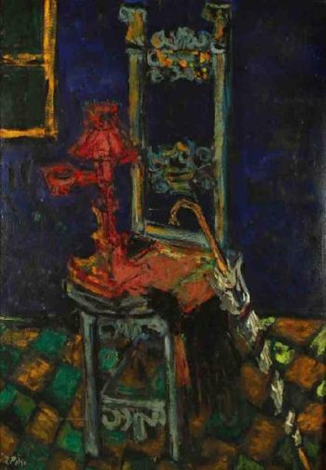 Nature morte à la lampe rouge et au parapluie by Paul Aizpiri
