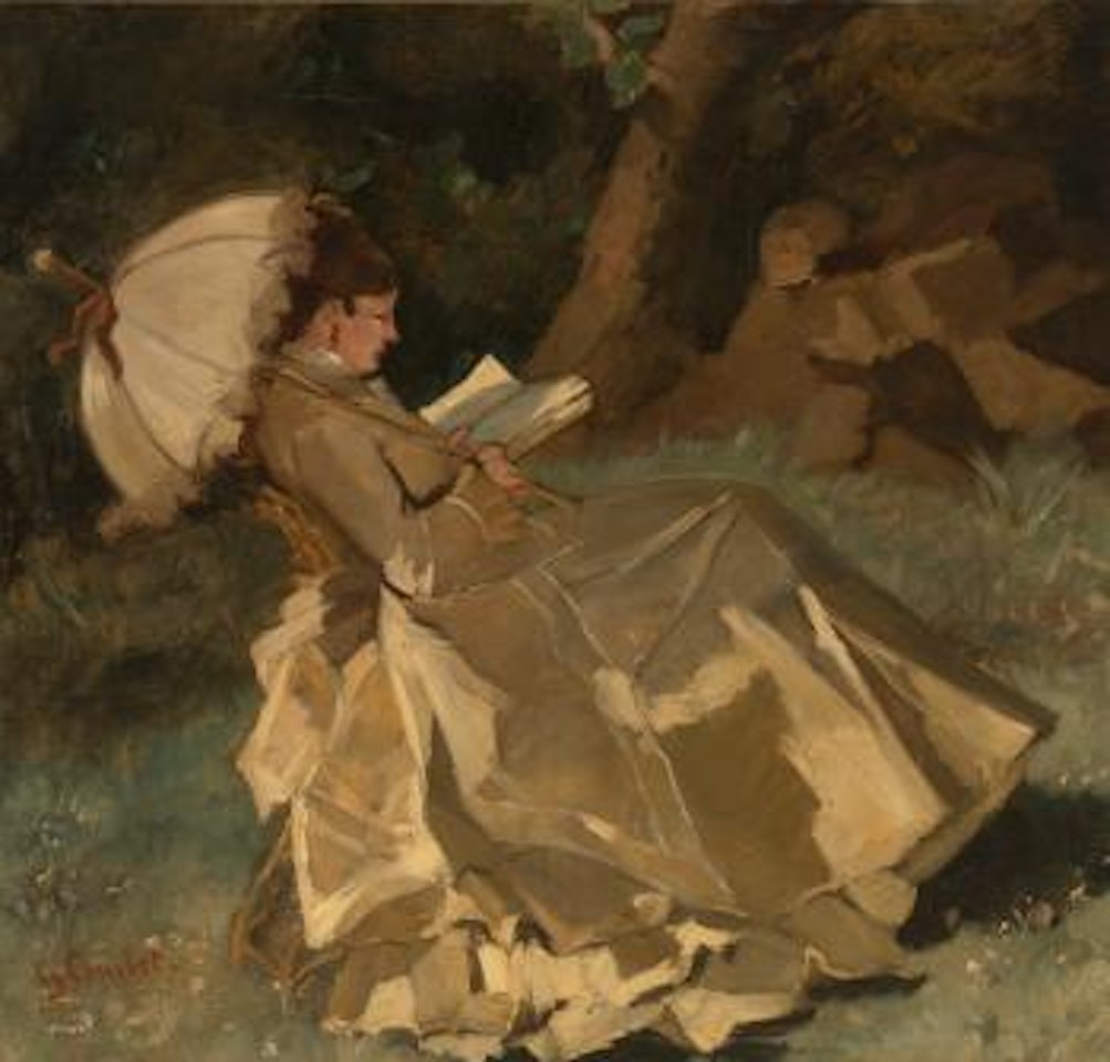 Woman Holding An Umbrella by French School