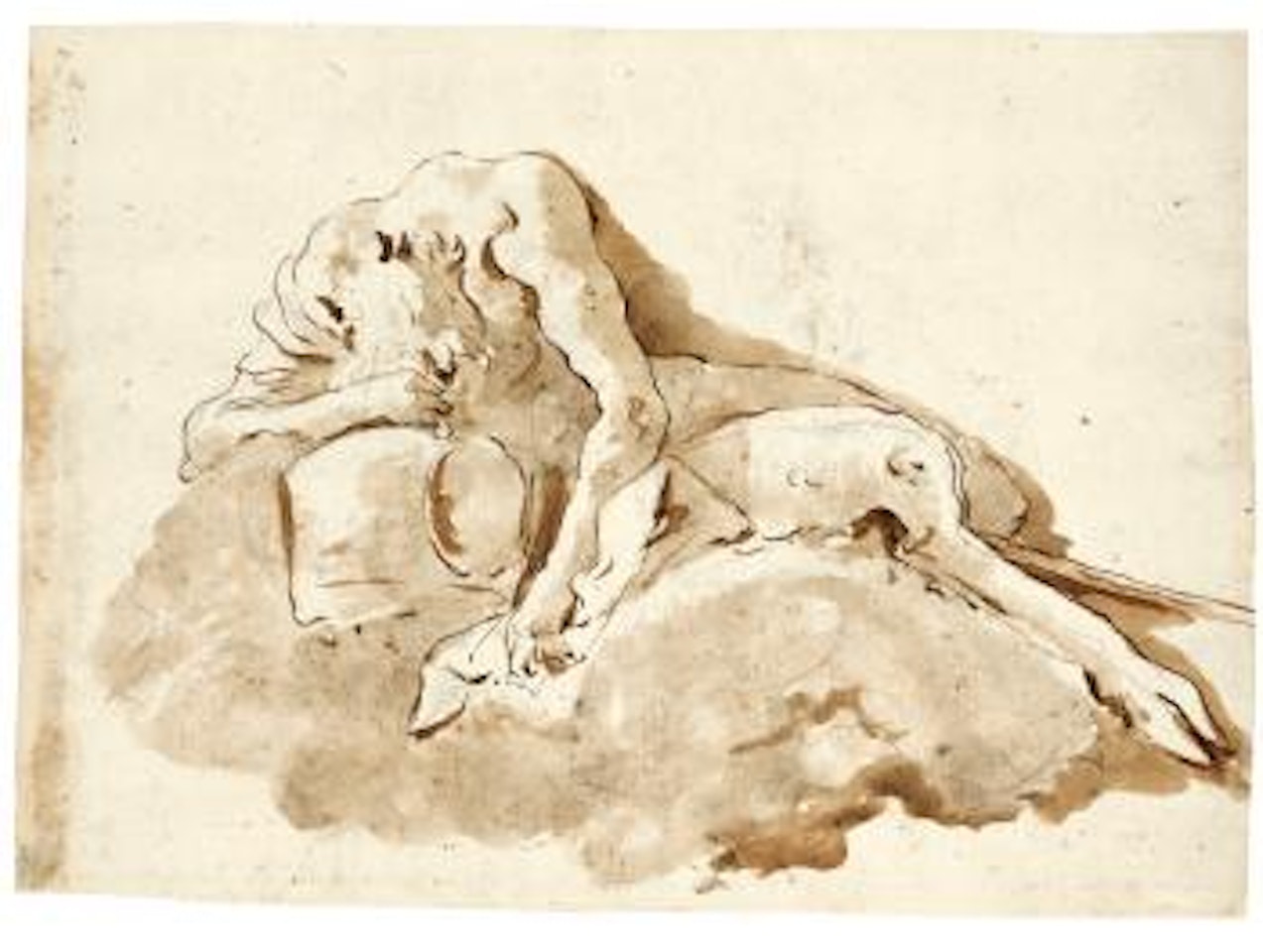 Recto: Reclining Satyr; Verso: Allegory Of Prudence by Giovanni Battista Tiepolo