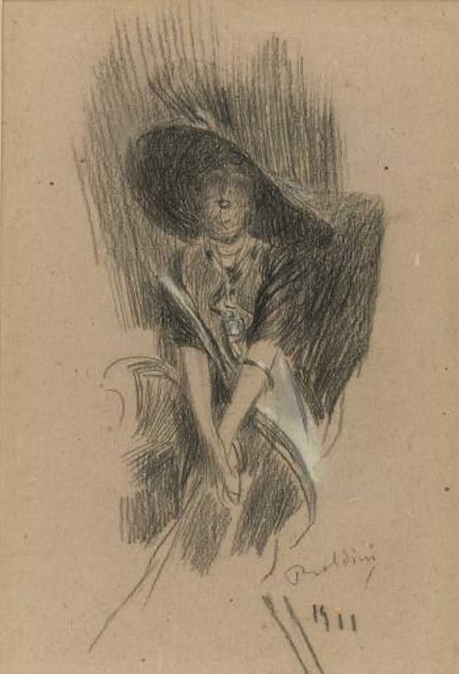 Portrait Of a Woman With a Hat by Giovanni Boldini