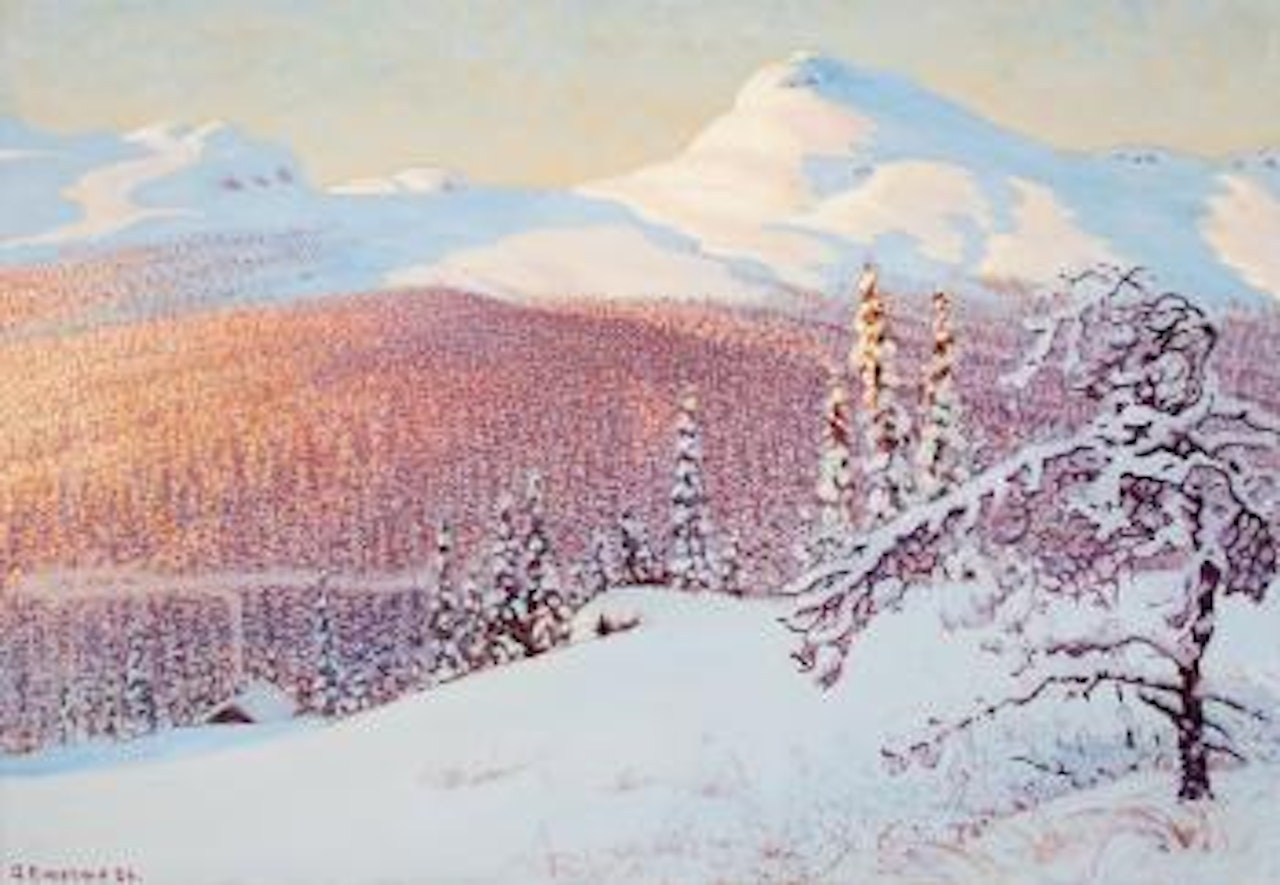 Landscape in winter by Gustaf Fjaestad
