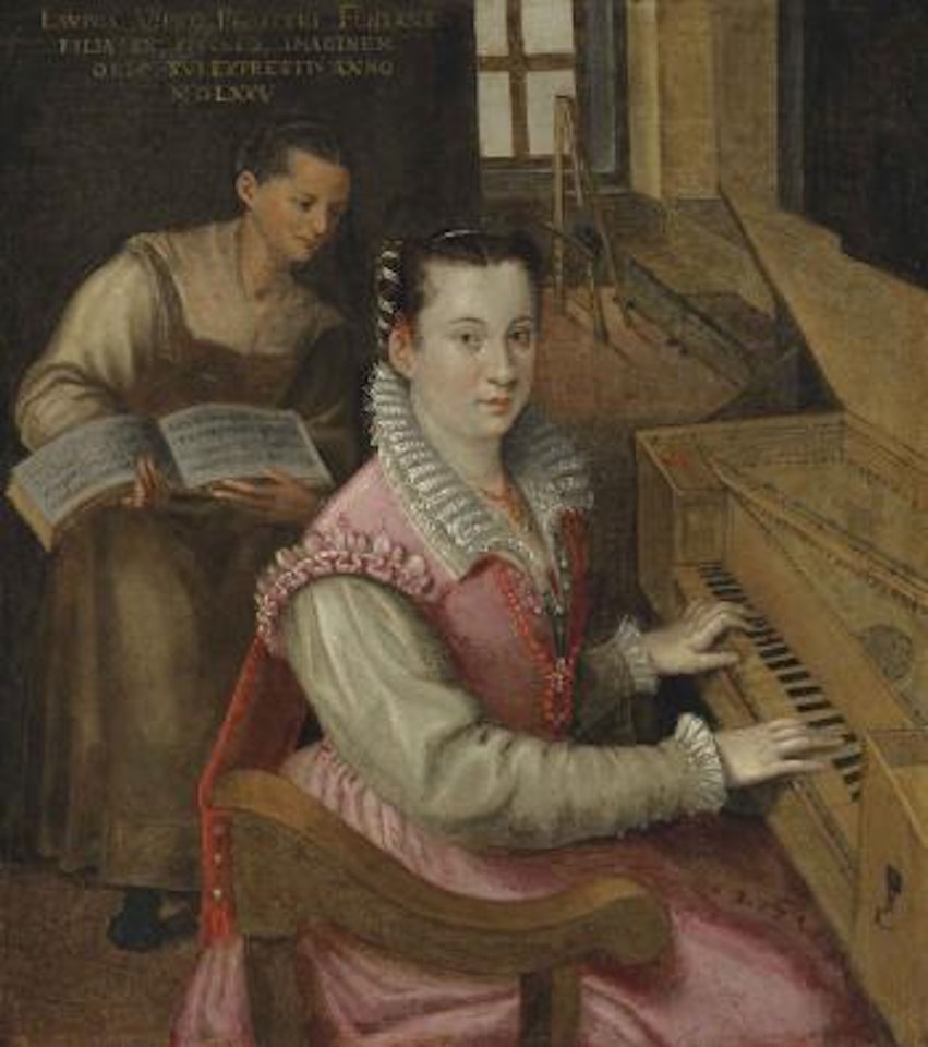 Self-portrait at the keyboard with a maidservant by Lavinia Fontana