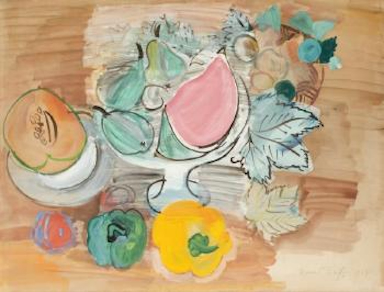 Nature morte au melon et aux poivrons by Raoul Dufy