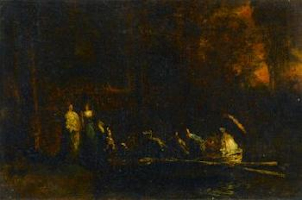 The boating party by Adolphe Monticelli