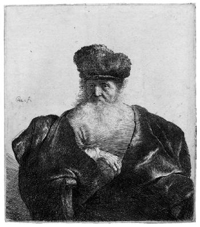 Greis in weitem Samtmantel by Attributed to Rembrandt Harmensz van Rijn