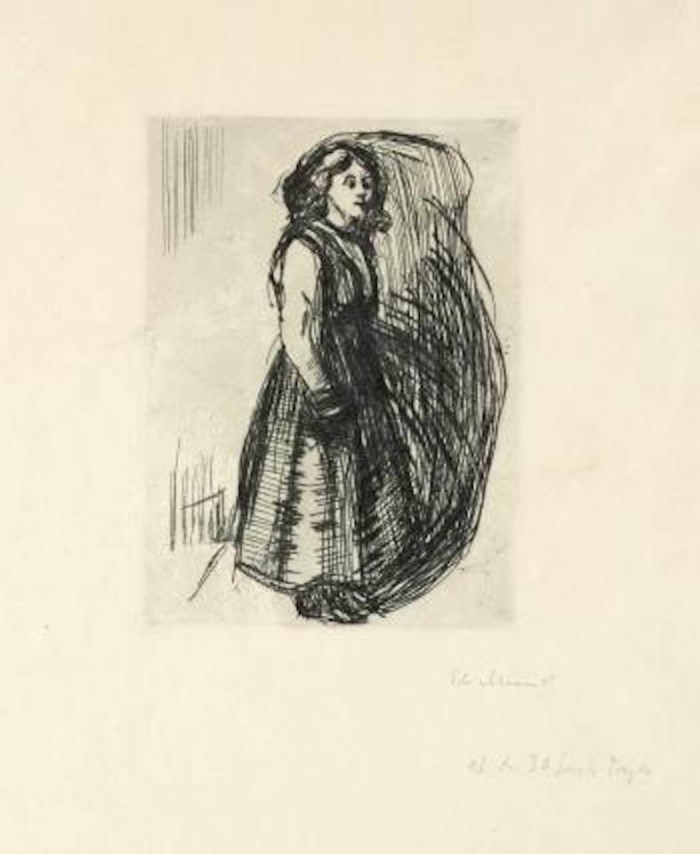 Young woman standing (Stående ung kvinne/Stehende junge Frau) by Edvard Munch