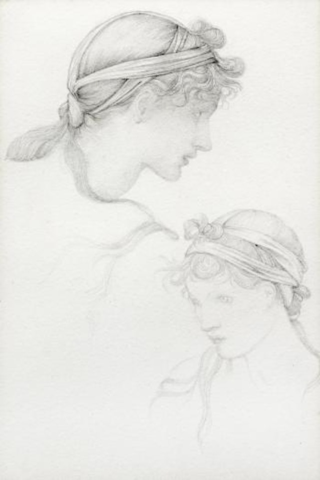 Studies of a girl with a headdress by Edward Coley Burne-Jones