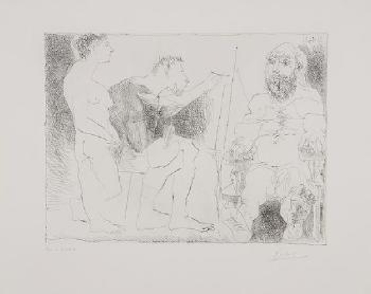 Peintre avec modele barbu et une spectatrice (b.1117) by Pablo Picasso