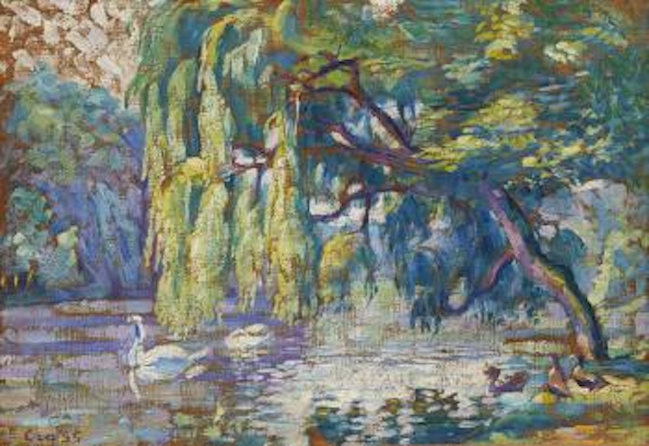 Famille de cygnes - le bois de Boulogne by Henri Edmond Cross