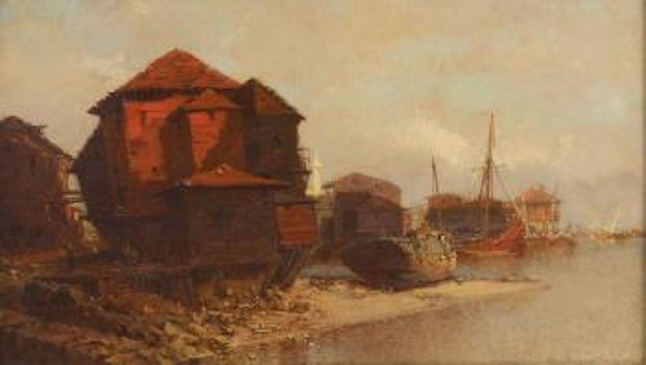 Bateau en cale sèche by Jean Baptiste Henri Durand-Brager