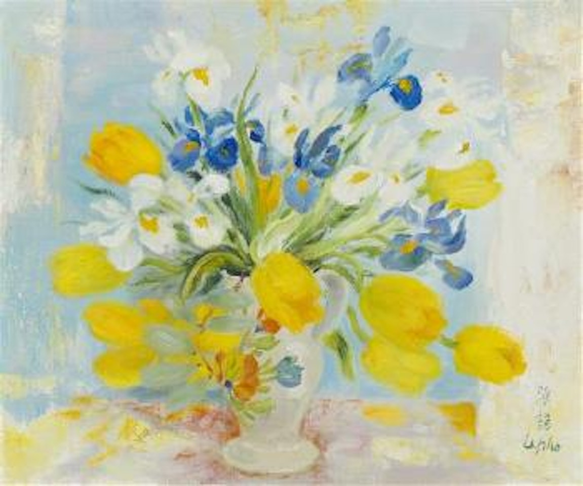 Still life with yellow tulips by Le Pho