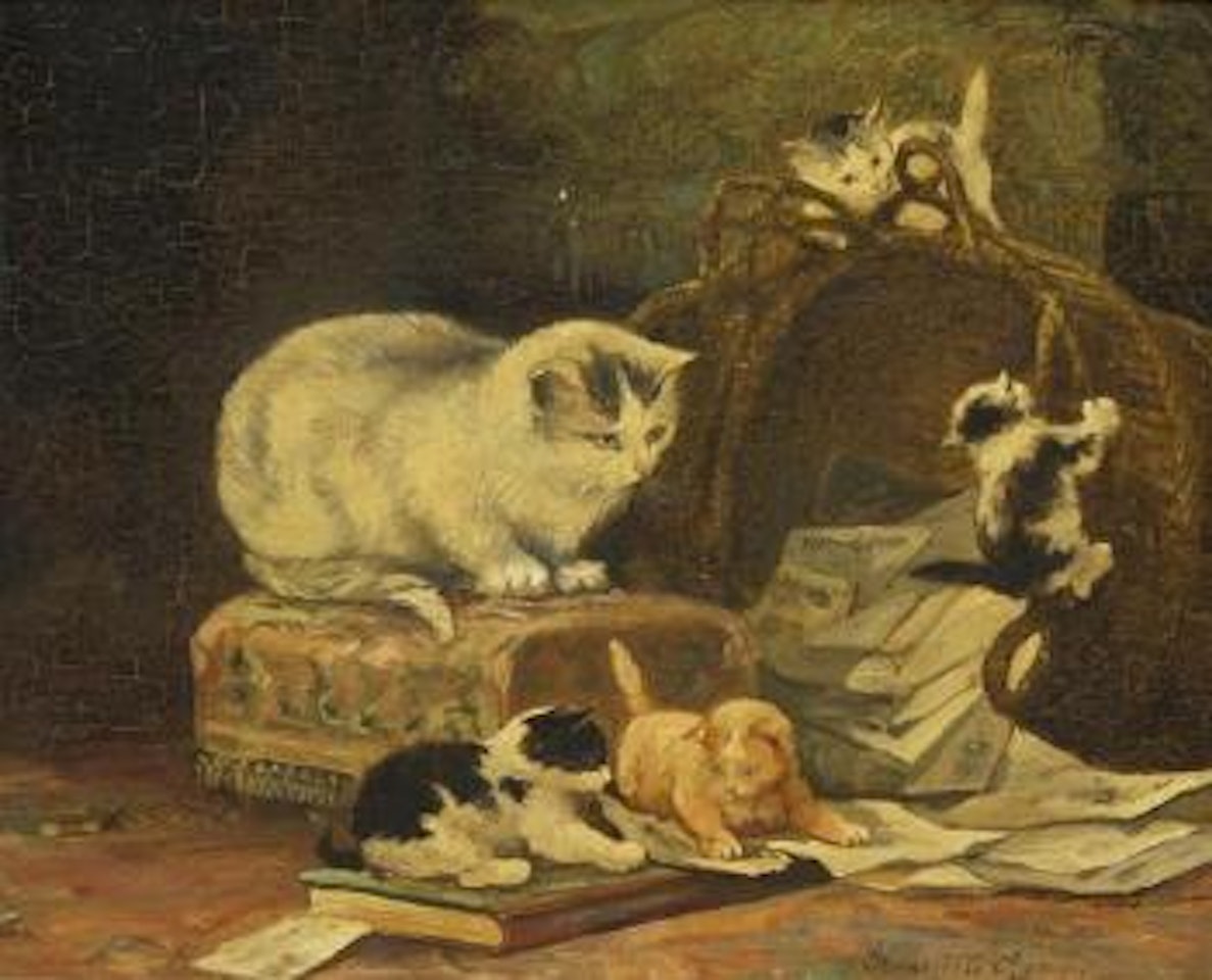 Mischievious kittens by Henriette Ronner-Knip