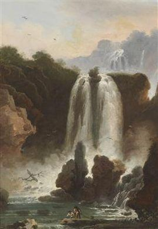 Mountain landscape with a waterfall by Christian Wilhelm Ernst Dietrich
