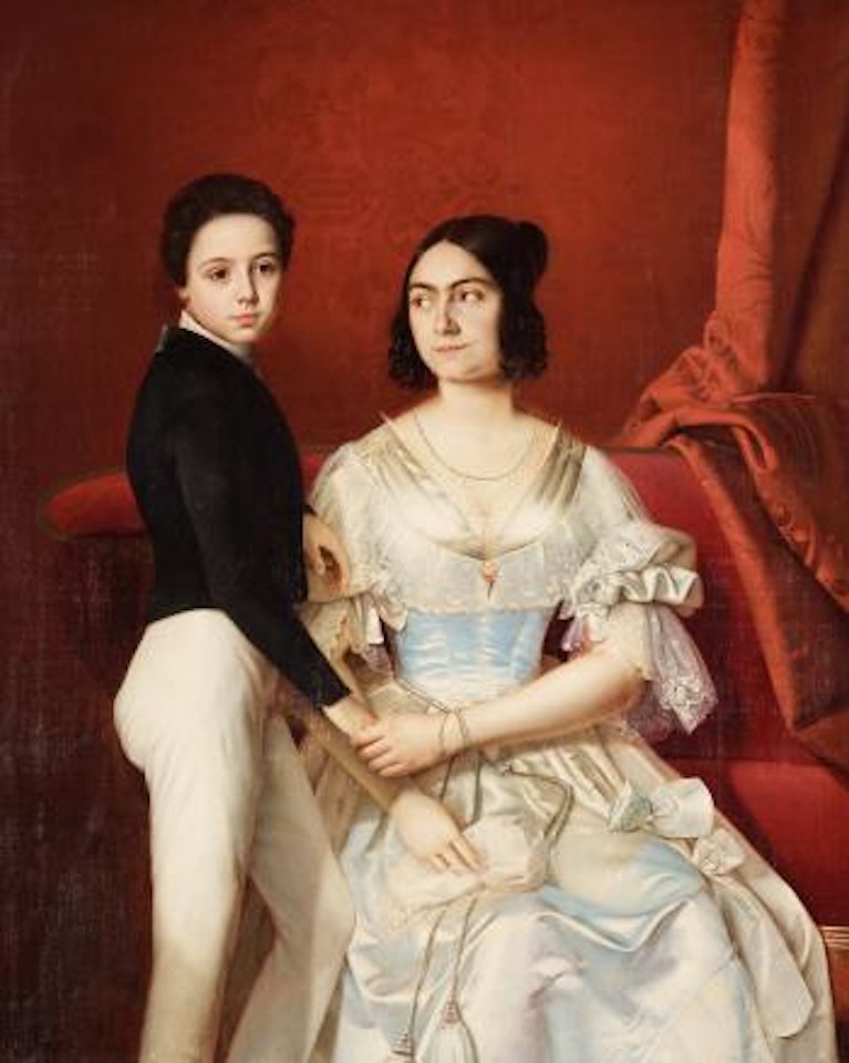 Portrait of a mother and a son by French School