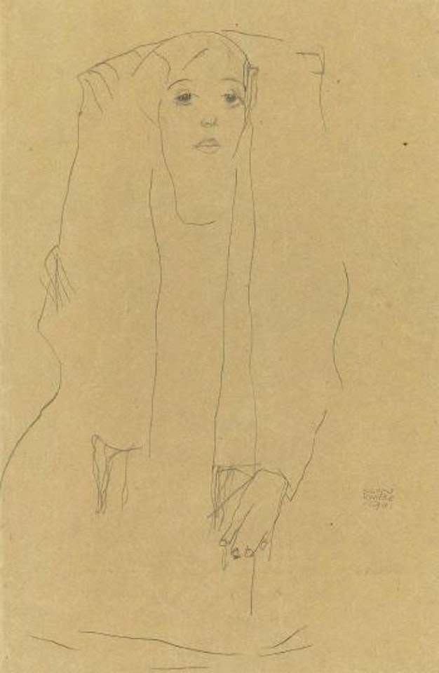 Frau mit Schal by Egon Schiele