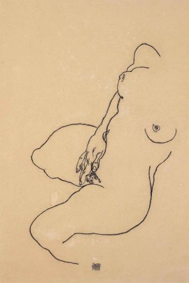 Masturbierende Frau ohne Kopf by Egon Schiele