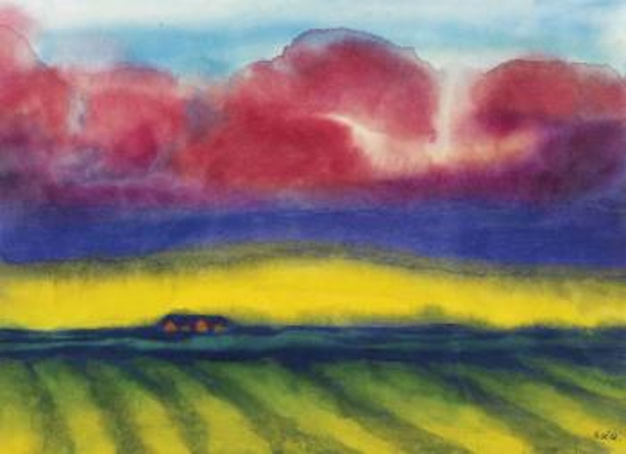 Marschlandschaft mit Bauernhof by Emil Nolde